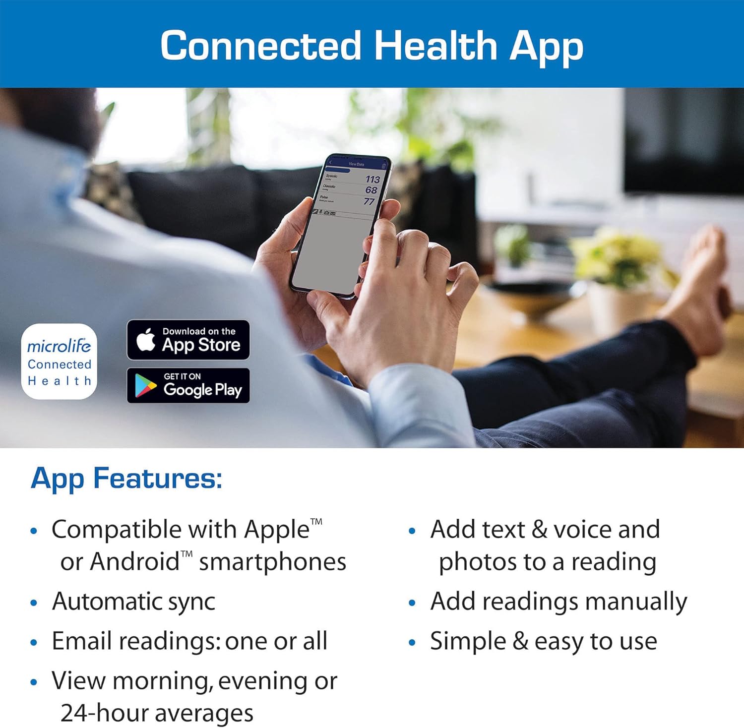 Microlife Series 800 Smart Upper Arm Blood Pressure Monitor for 2 Users, Wide Range Cuff Fits Standard to Large Adult Arms, Bluetooth Connect to Health App (iOS and Android Compatible)