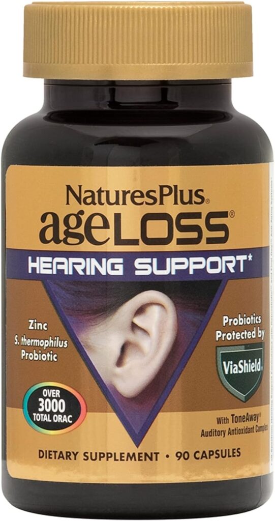 Natures Plus AgeLoss Hearing Support - 90 Capsules - Vegetarian, Gluten Free - 30 Servings