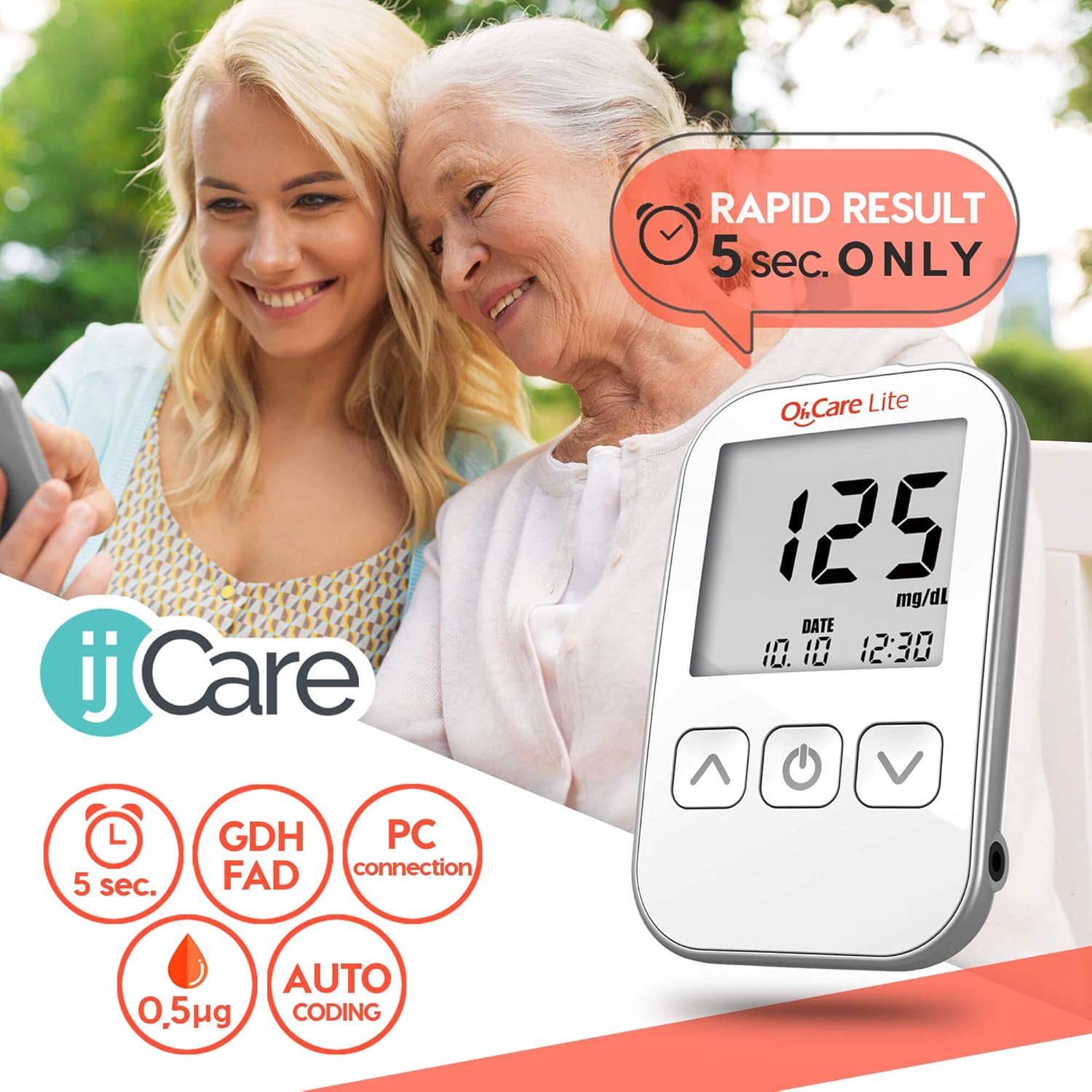Oh’Care Lite Blood Sugar Testing Monitor – 150 Glucose Test Strips, 200 Lancets, and 1 Control Solution for for Blood Testing – Accurate and Affordable Diabetic Supplies