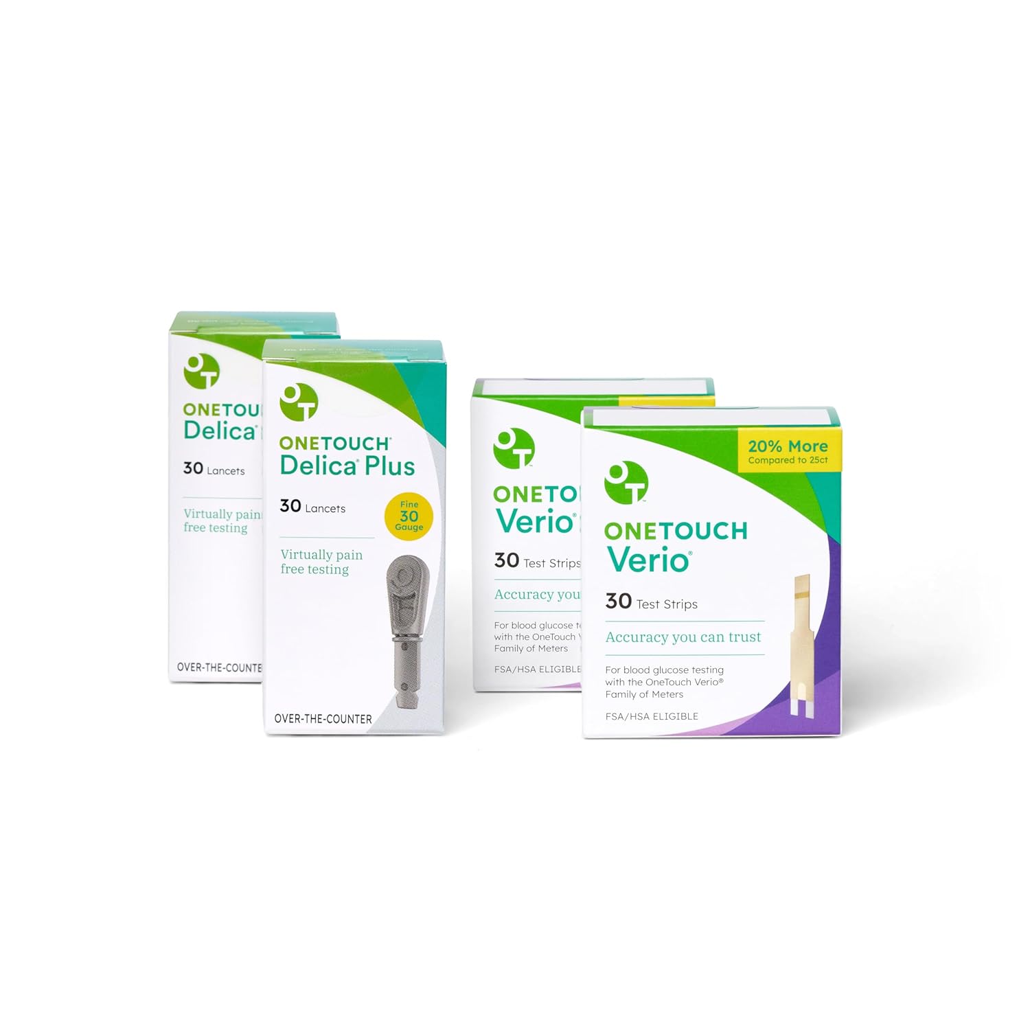 OneTouch Delica Plus Lancets  OneTouch Verio Test Strips Bundle - Fine 30-Gauge - for Diabetes Testing - Diabetic Supplies for Blood Sugar Monitor - Includes 60 Test Strips  60 Lancets