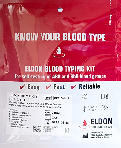 Original Home Blood Typing Kit - New Package + Improved Lancet (4 kits)
