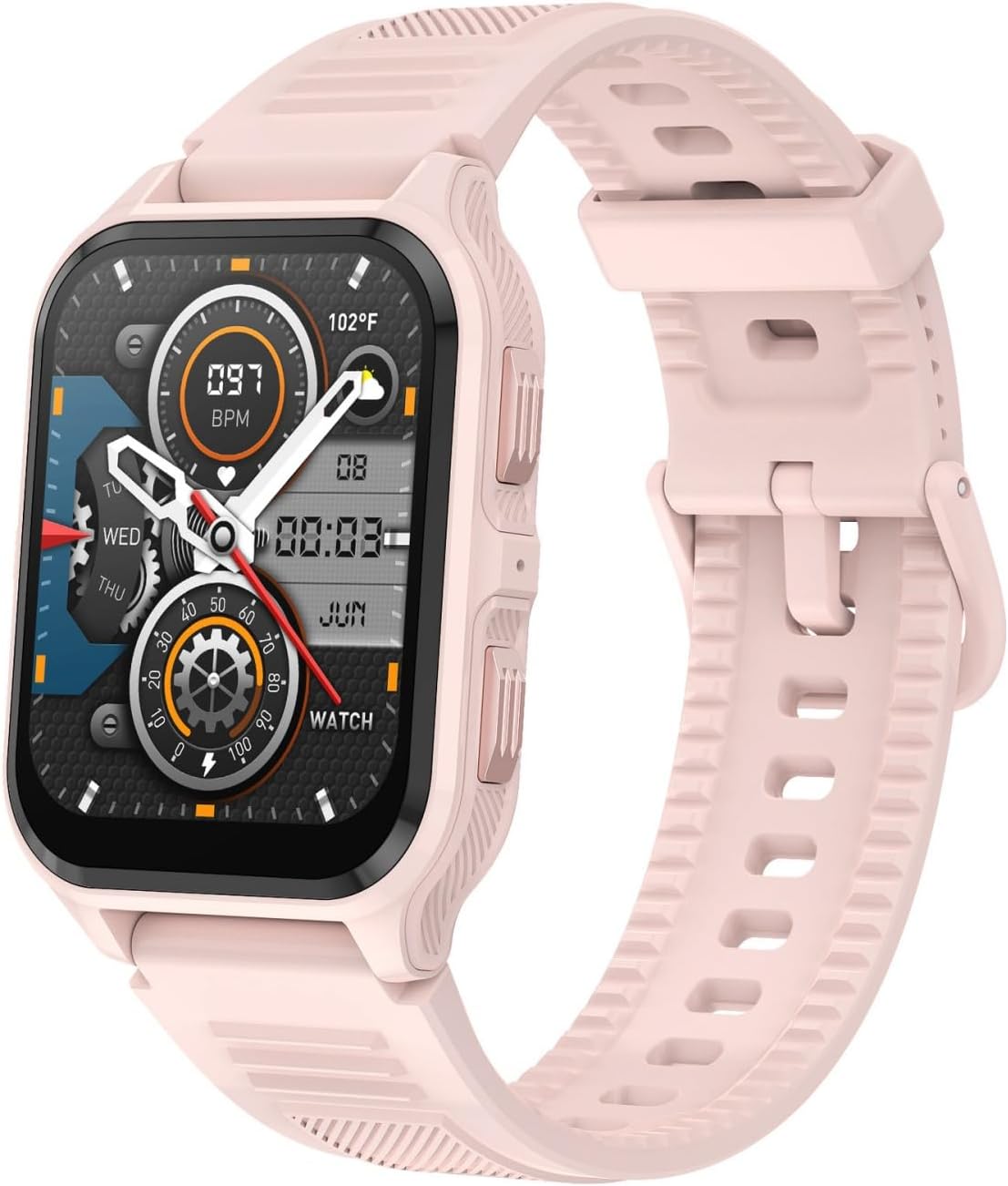 P73 Waterproof Sports Smartwatch: 3-in-1 Heart Rate Monitor, Step Tracker  Blood Pressure Monitor with Instant Info Push Notifications (Pink)