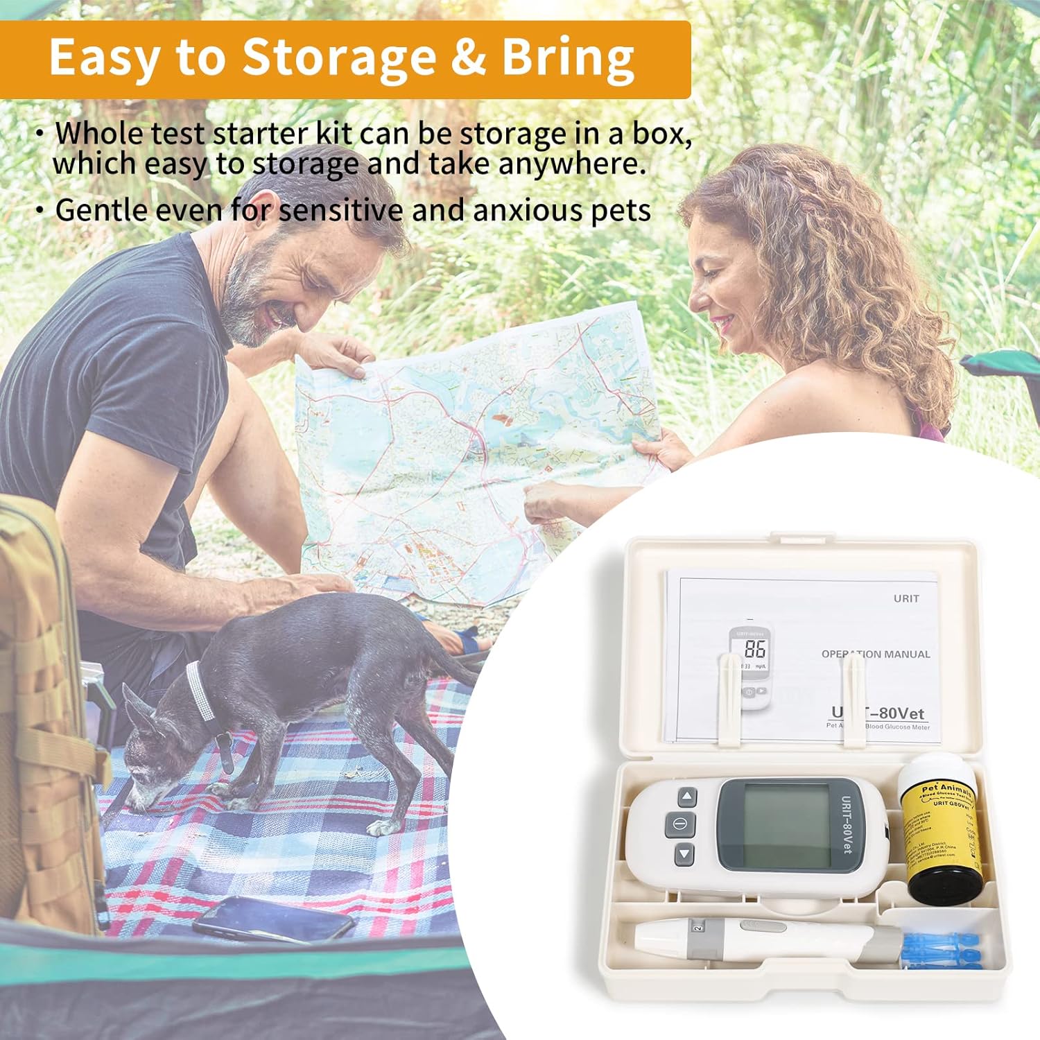 Pet Glucose Meter with 50 Test Strips（URIT-80Vet）
