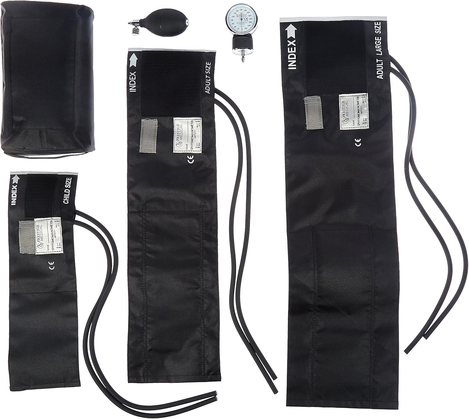 Prestige Medical 882-COM-BLK 3-in-1 Aneroid Sphygmomanometer Set With Carry Case, Black