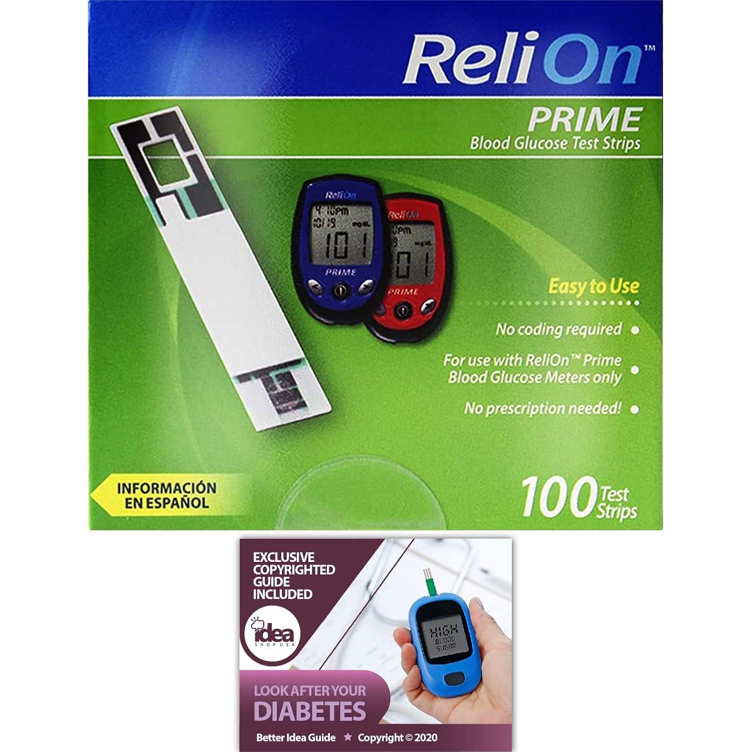 Prime Blood Glucose Test Strips 100 Count (1 Pack) – No Coding Required | Accurate Diabetic Testing Strips for Self-Use | Compatible with Prime Glucose Meters Bundle with Diabetes - Better Idea Guide