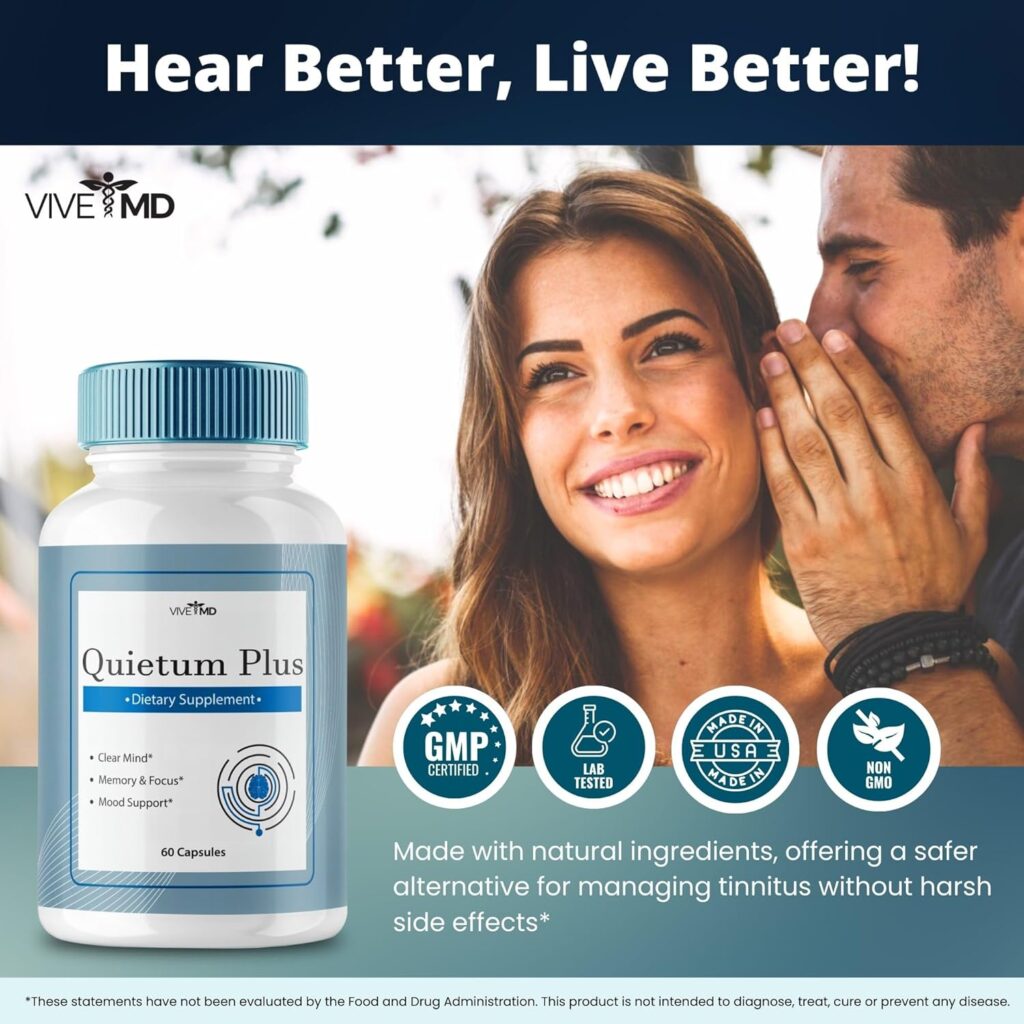 Quietum Plus Tinnitus Relief for Ringing Ears - Rapid Ear Ringing Relief, Clear Tinnitus, and Holistic Tinnitus Treatment with 60 Capsules per Bottle (2 Pack)
