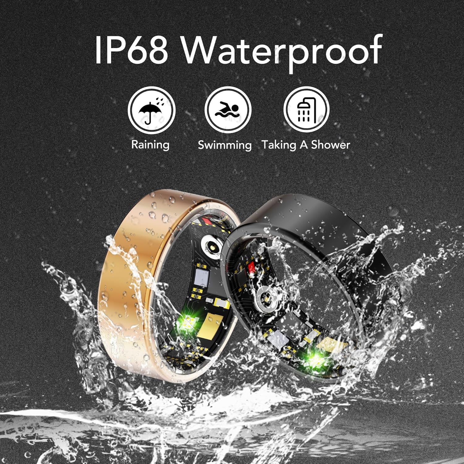 Smart Health Ring for Women Men Fitness Tracker with Heart Rate, Blood Oxygen, Blood Pressure, Sleep Monitoring, Step Counting, IP68 Waterproof for iPhone and Android, No Subscription Fee, Silver 9