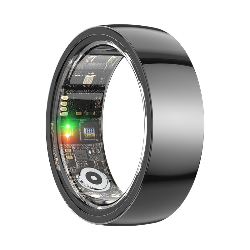 Smart Ring Health Tracker, Anillo Inteligente para Hombre, Health Rings for Women  Men, Long Lasting Batteries Sleep Ring, Waterproof Fitness Tracker (Ceramic Black, 9#)