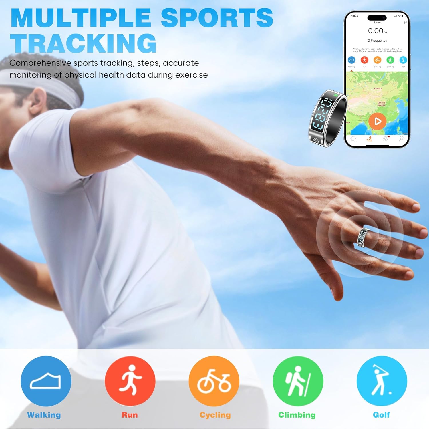 Smart Rings for Women Men, Sleep Tracker, Step Tracker, No Subscription Fee, IP68 Waterproof Smart Ring for iOS  Android (Black 11#)