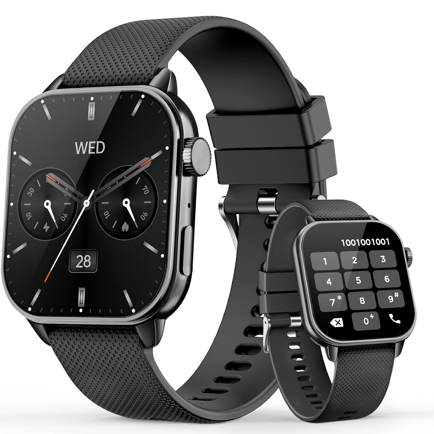 Smart Watch for Men Women(answer/make calls), 1.85 AMOLED HD Always On Display, Smartwatch with Calories/Heart Rate/Sleep Monitor, 100+ Sports Modes Fitness Tracker, IP68 Waterproof Pedometer, Black