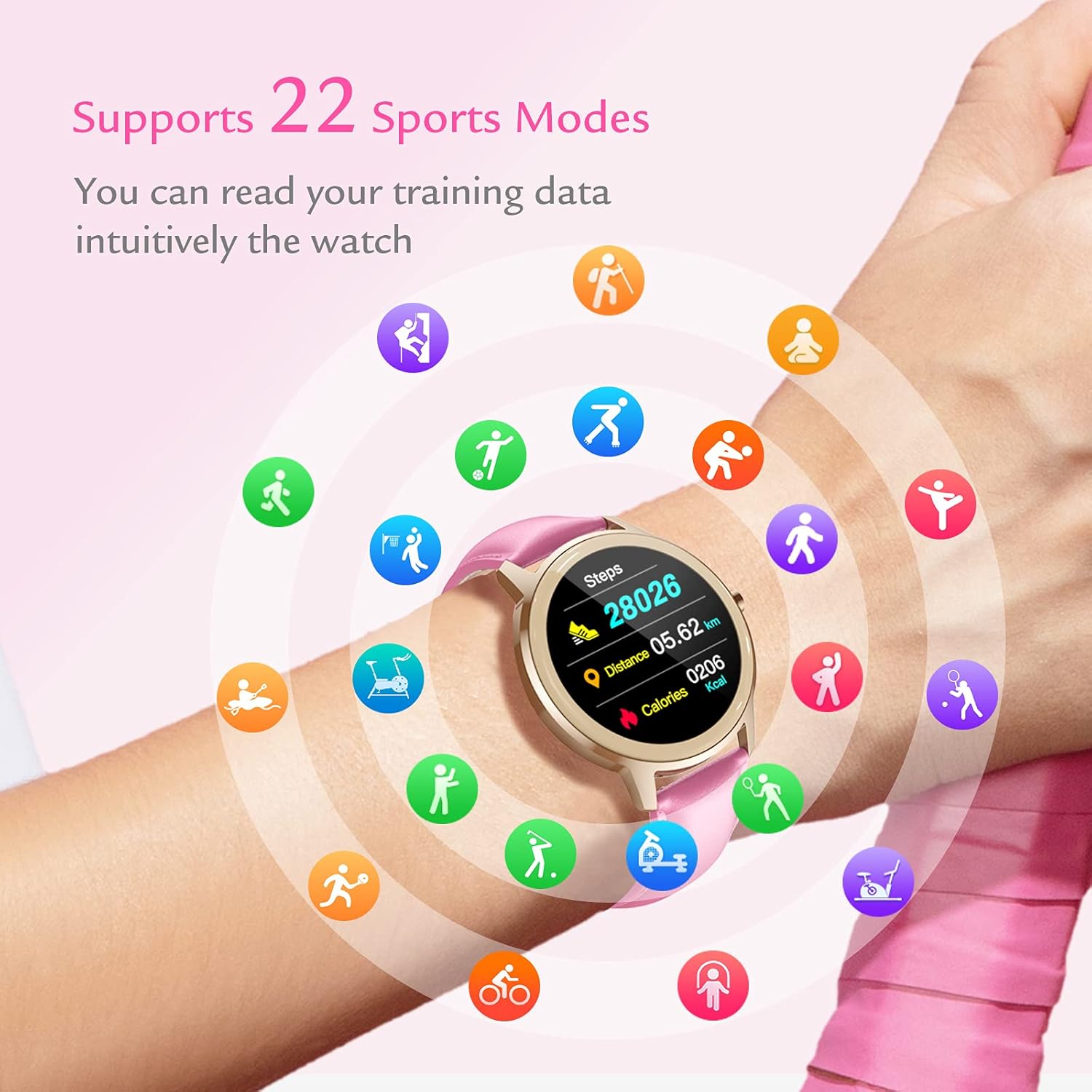 Smart Watch for Women Fitness Tracker: Smartwatch for Android  IOS Phone with Waterproof IP68 Pedometer Heart Rate Blood Oxygen Monitor Activity Wrist band Bluetooth Sport Bracelet (rose red)