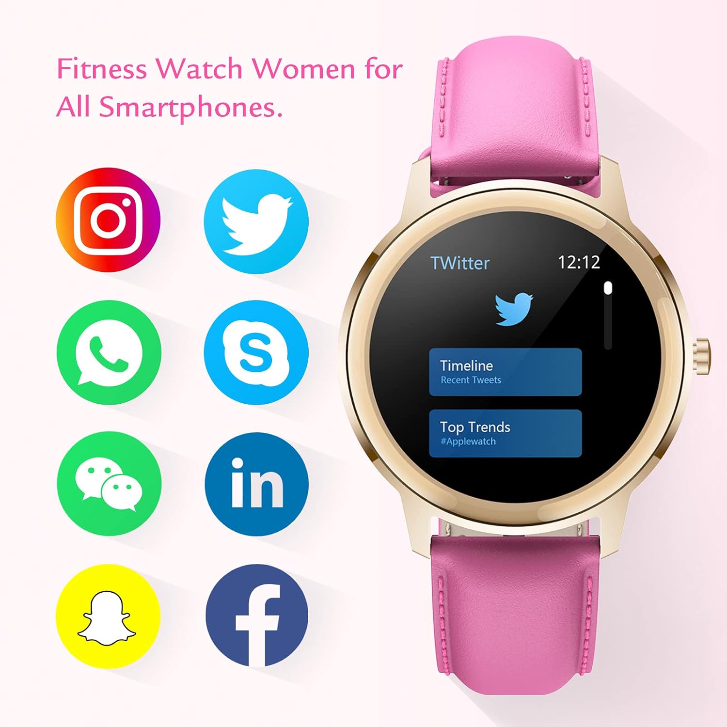 Smart Watch for Women Fitness Tracker: Smartwatch for Android  IOS Phone with Waterproof IP68 Pedometer Heart Rate Blood Oxygen Monitor Activity Wrist band Bluetooth Sport Bracelet (rose red)