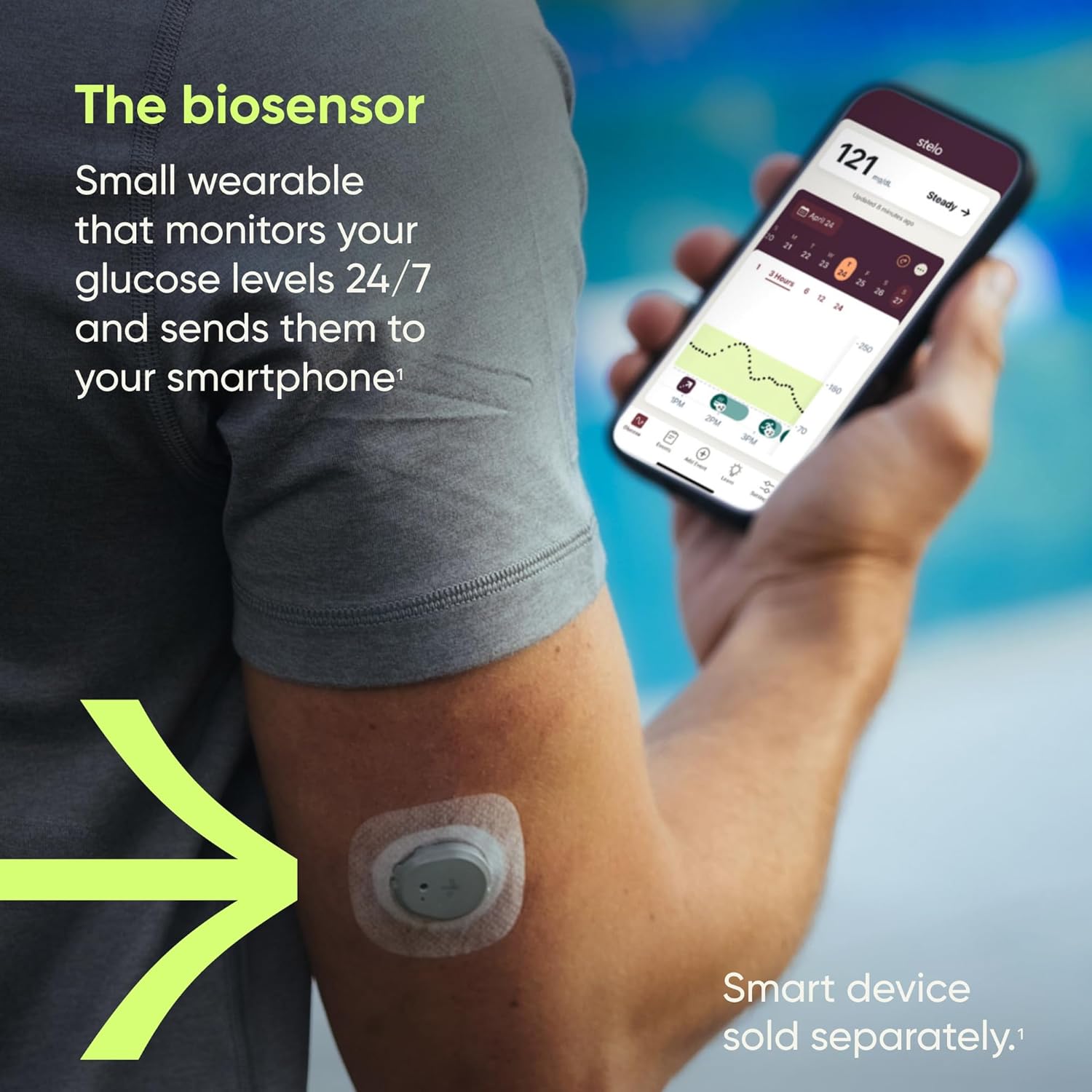 Stelo Glucose Biosensor  App by Dexcom—A Leader in Continuous Glucose Monitoring (CGM). 24/7 Glucose Tracking  Personalized Insights to Reveal Patterns. 2-Pack (Up to 15 Days Each). iOS  Android.