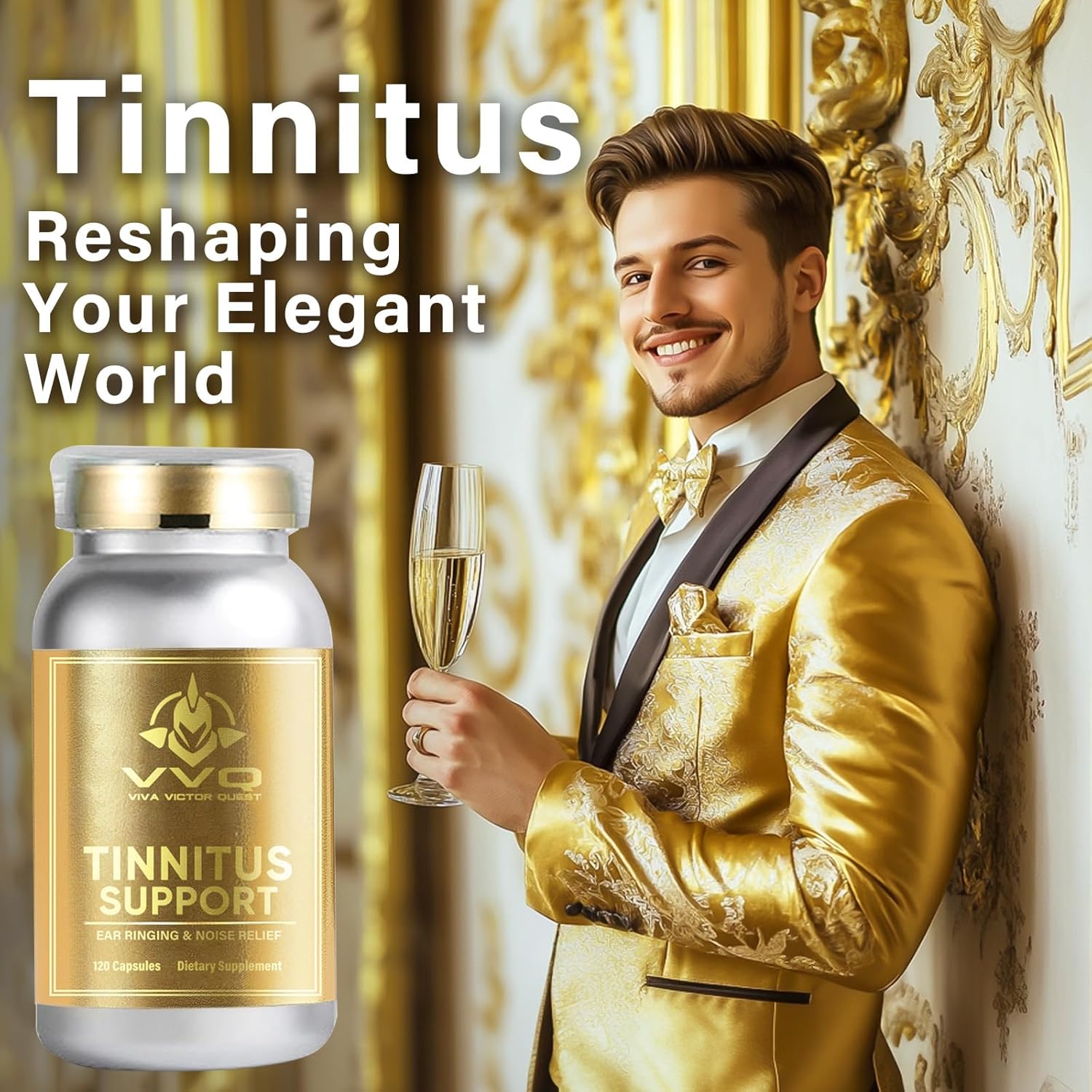 Tinnitus Relief for Ringing Ears, 120 Capsules Ear Health Vitamins Supports Hearing Loss and Reduces Ringing in The Ears for Men  Women