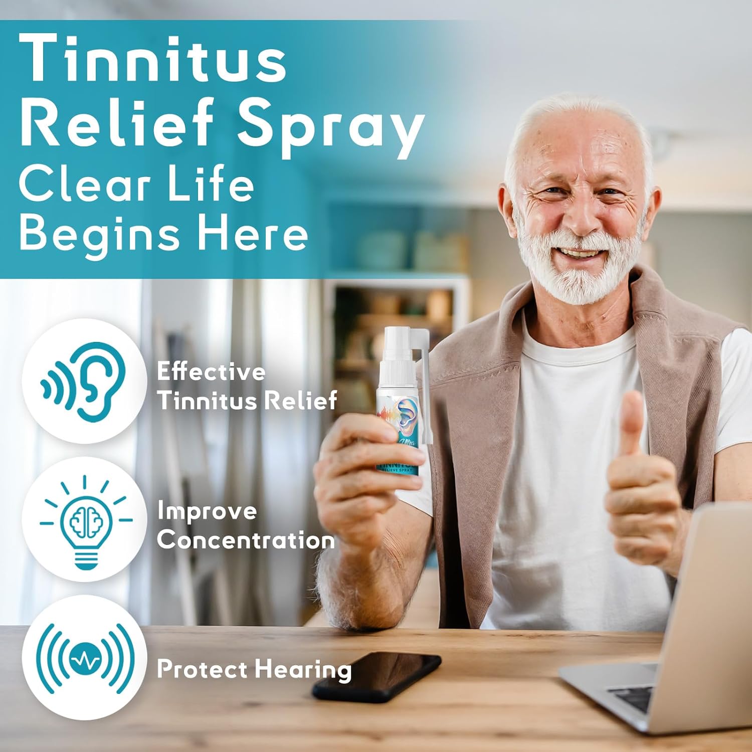 Tinnitus Relief for Ringing Ears, Tinnitus Relief Spray, Natural Tinnitus Treatment for Ear Ringing, Effectively Reduce Ear Noise Promote Healthy Hearing