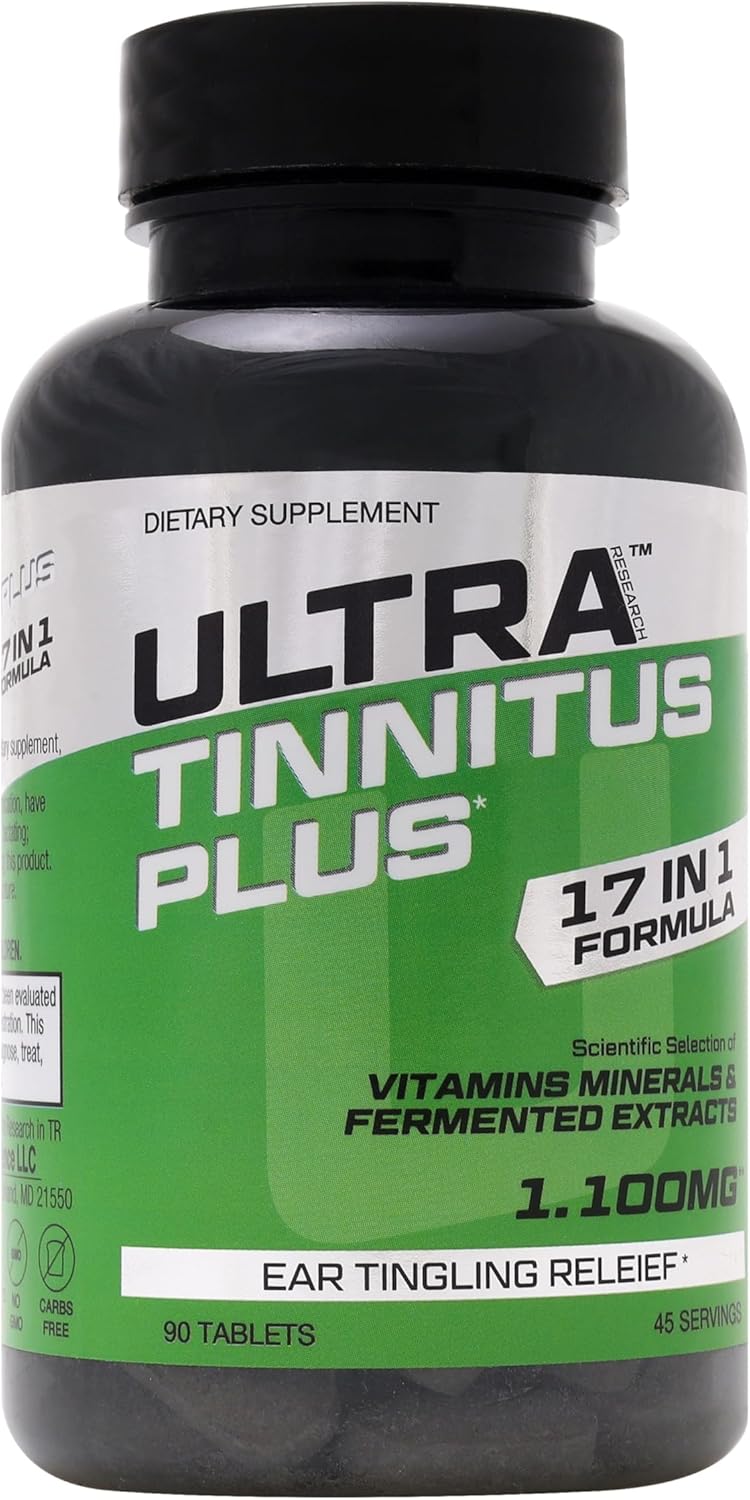Ultra Tinnitus Plus/Tinnitus Relief for Ringing Ears / 17 in 1 Fomula / 90 Tablets, 45 Days Supply