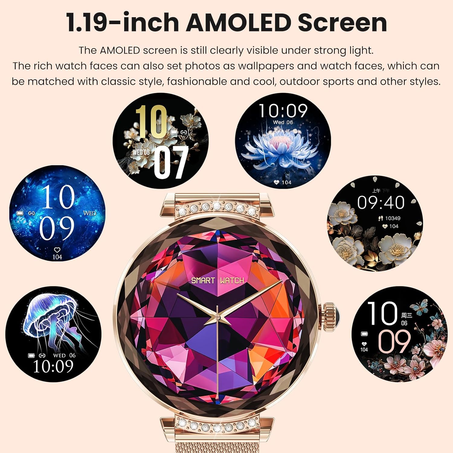 Womens Smart Watch (Answer/Make Calls) with 1.45 HD Touch Screen, Fitness Tracker, Heart Rate  Blood Pressure Monitor, Sleep Tracker, Activity Tracker, Sports Watch for iPhone  Android Phones