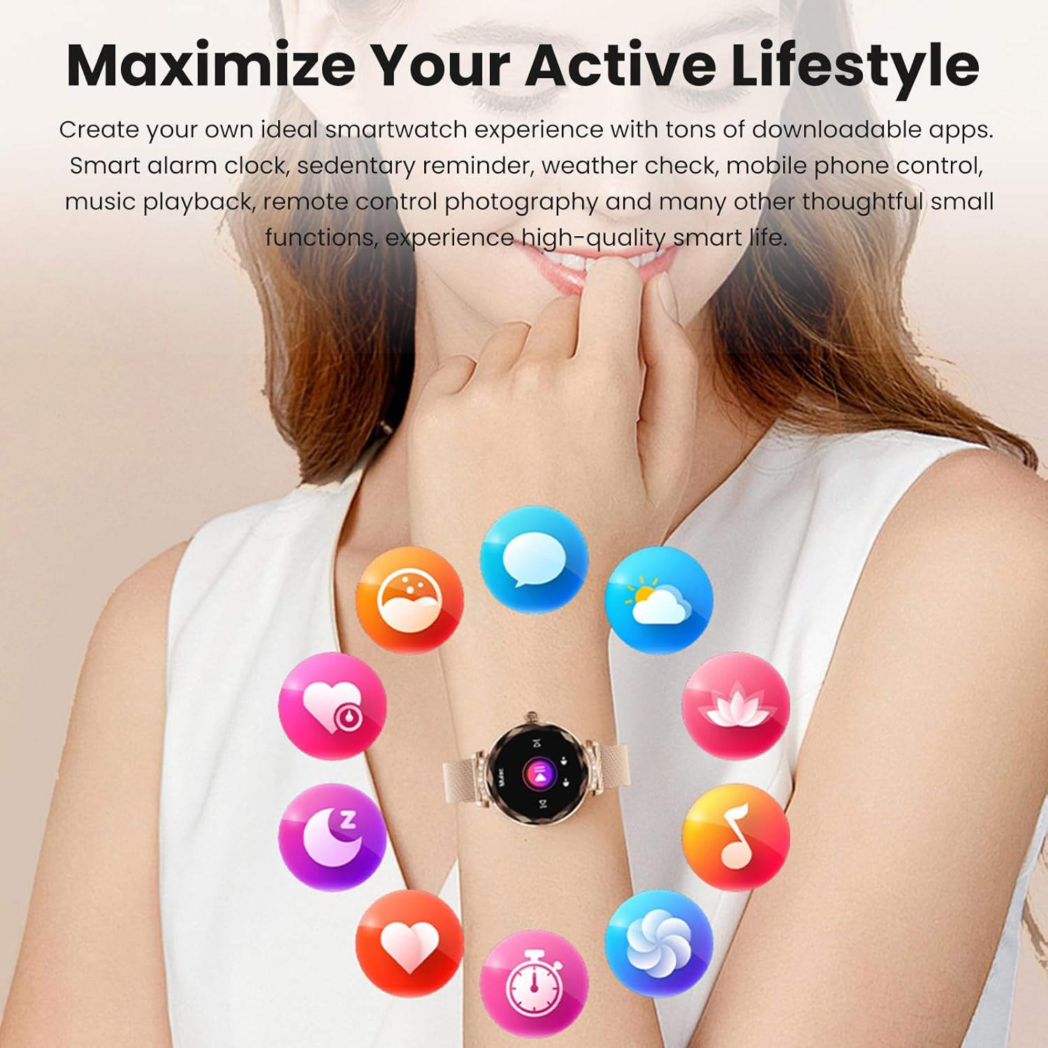 Womens Smart Watch Bluetooth Calling,with 1.45 HD Touch Screen, Fitness Tracker, Heart Rate  Blood Pressure Monitor, Sleep Tracker, Activity Tracker, Sports Watch for iPhone  Android Phones