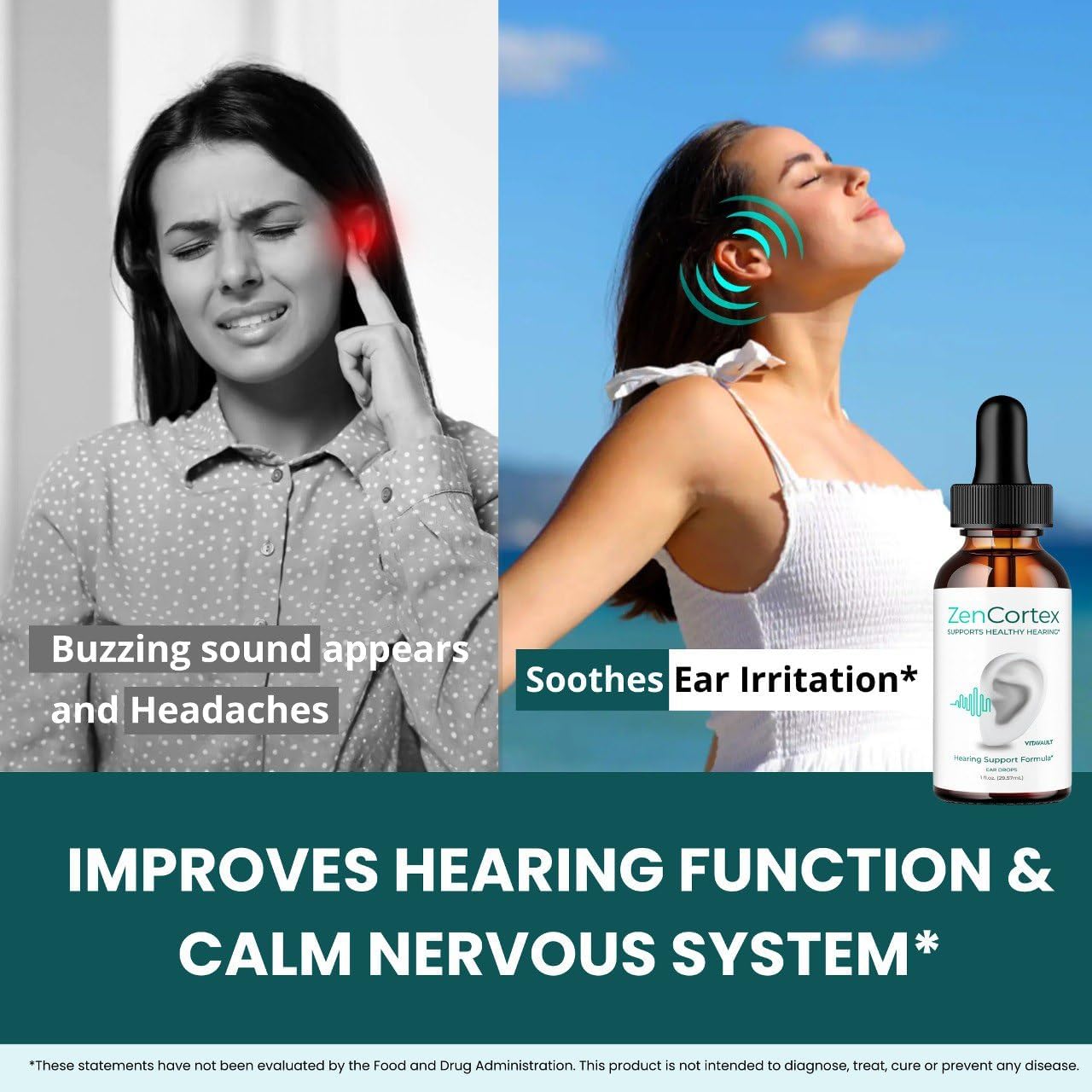 ZenCortex Tinnitus Relief for Ringing Ears Drops, Zen Cortex Tinnitus Supplement ZenCortex Healthy Ear Support Supplement - Maximum Strength Advanced Formula ZenCortex Drops Reviews (3 Pack)
