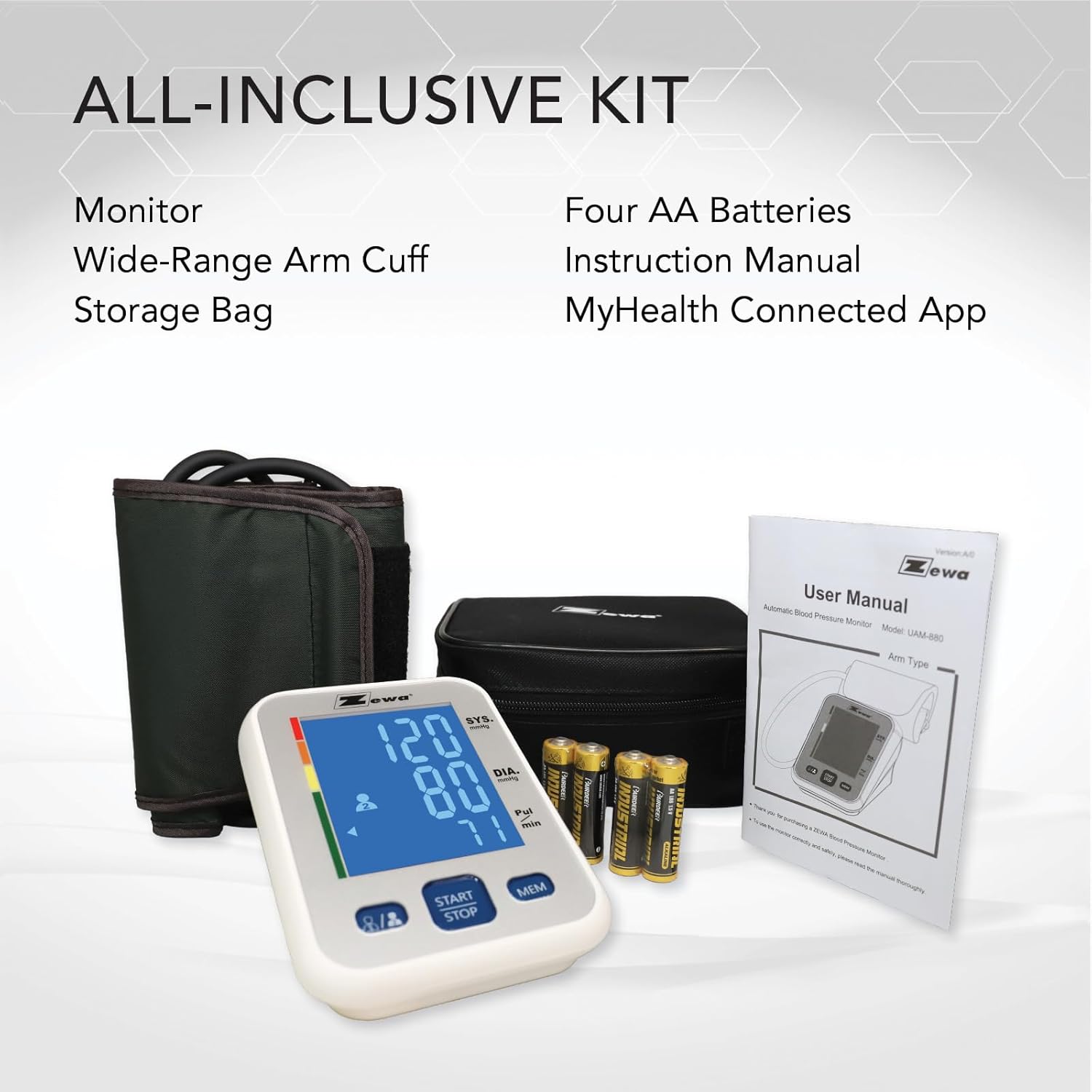 Zewa Premium Automatic Blood Pressure Monitor with Bluetooth and Extra-Large Display for Android  iOS